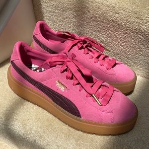 Pink puma platform sneakers